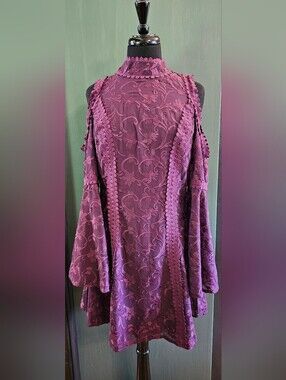 Venus Embroidered Plum Cold-Shoulder Dress